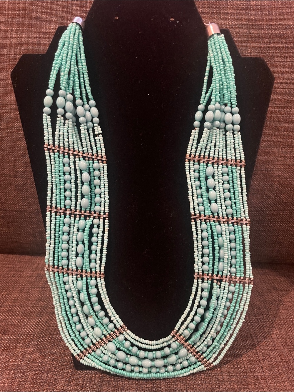 Multi-Strand Turquoise Beaded Statement Necklace - Women Jewelry